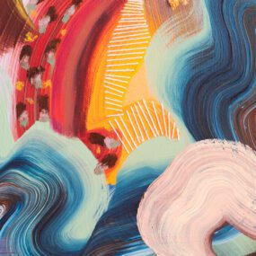 Colourful abstract painting by Sara Atrouni